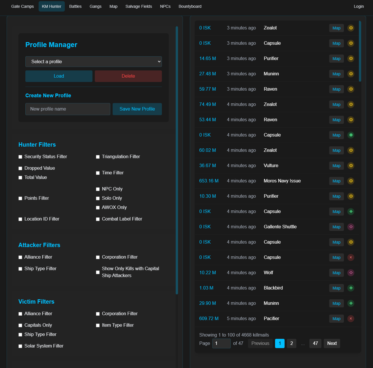 The live filter feed