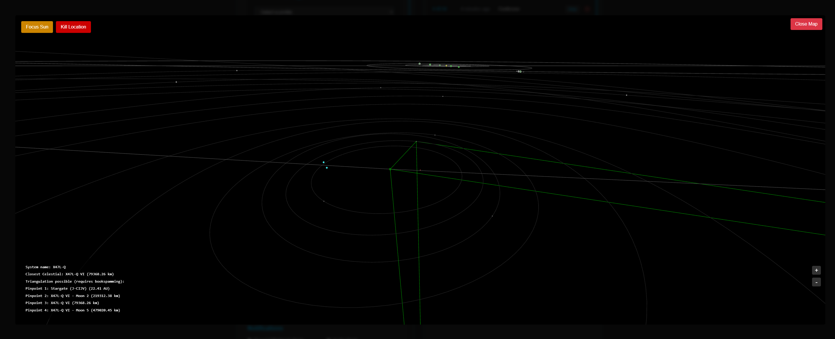 Zcamp picture showing the system map with triangulation.